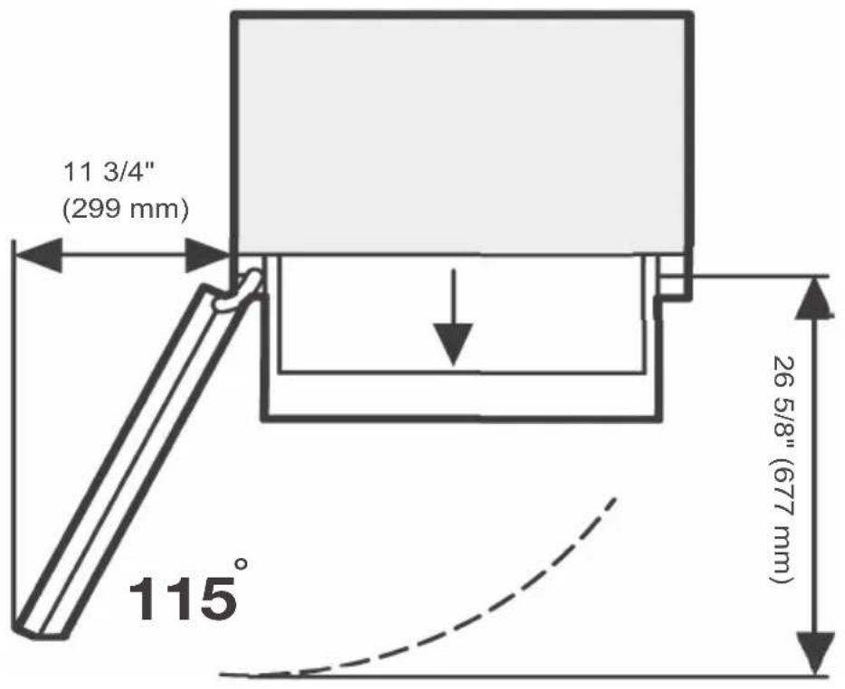 MIELE MasterCool KWT 2601 SF - Dimensions when the appliance door is opened (opening angle 90°) - 2