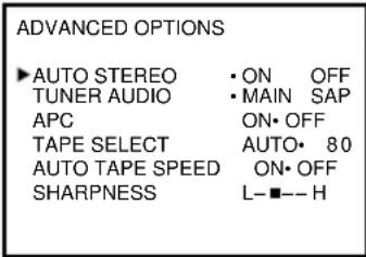 SONY SLV-777HF - Changing menu options - 1