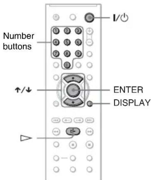 Number buttons ↑/↓ ENTER DISPLAY