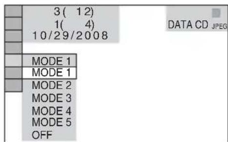 3( 12) 1( 4) 10/29/2008 DATA CD JPEG MODE 1 MODE 1 MODE 2 MODE 3 MODE 4 MODE 5 OFF
