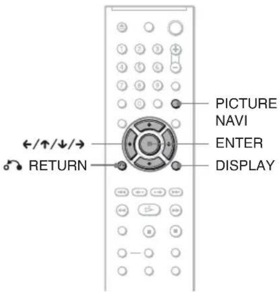 PICTURE NAVI ENTER DISPLAY RETURN +/↑/↓/→