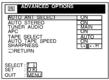 SONY SLV-669HF - Changing menu options - 1