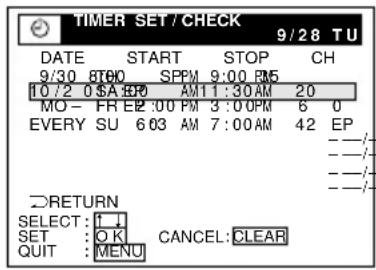 SONY SLV-669HF - Checking/changing/canceling timer settings (continued) - 1