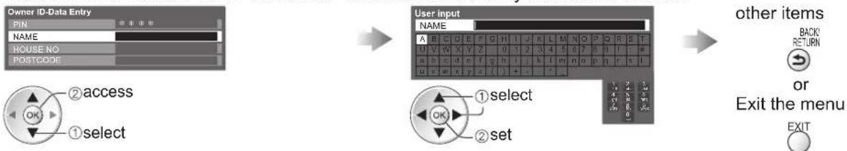 PANASONIC Viera TX-L32D28BW - Input owner ID Owner ID - 2
