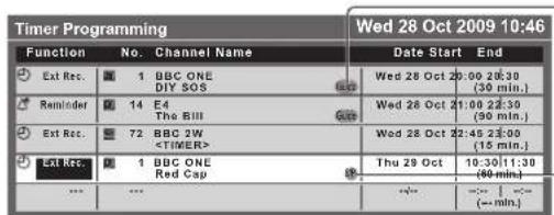 PANASONIC Viera TX-L32D28BW - Guide link programming (Timer Programming from the TV Guide signal) - 1