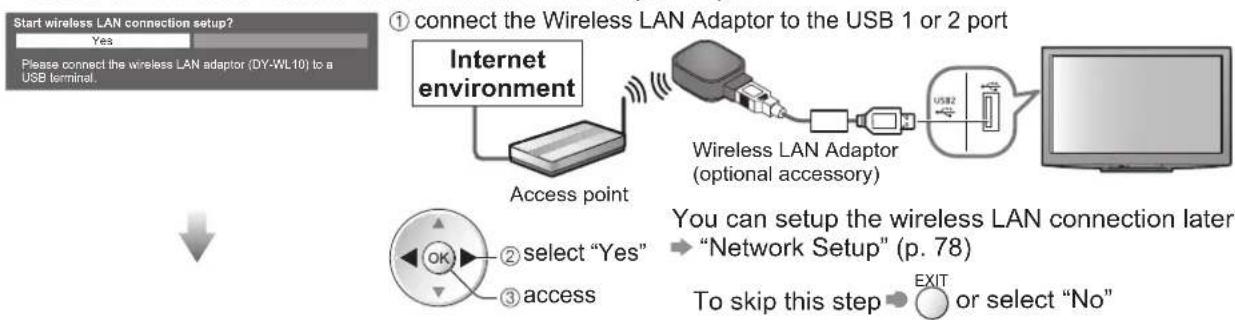 PANASONIC Viera TX-L32D28BW - Setup the wireless LAN connection - 1