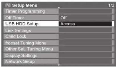 PANASONIC Viera TX-L32D28BW - Select "USB HDD Setup" - 1