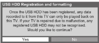 PANASONIC Viera TX-L32D28BW - Select the USB HDD for recording and start registration / setup - 4
