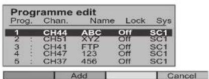 PANASONIC Viera TX-26LX6F - Adding / deleting a programme channel - 2