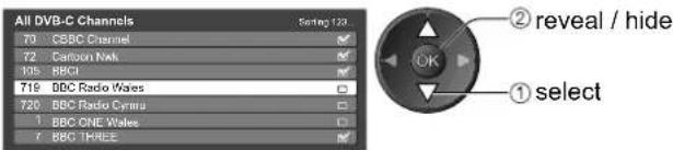 PANASONIC Viera TX-L32S10E - Skip unwanted DVB channels, Edit DVB Channels Channel List - 1