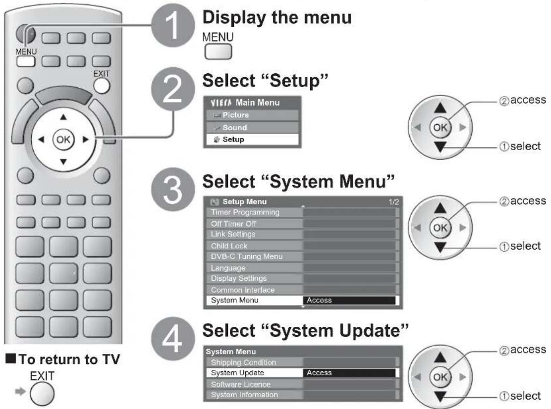PANASONIC Viera TX-L19D28EW - Updating the TV Software - 3