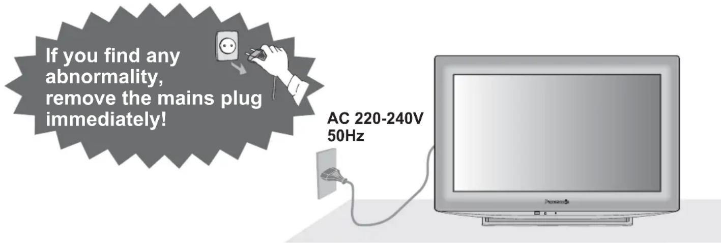 PANASONIC Viera TX-L19D28EW - Handling the mains plug and lead - 1