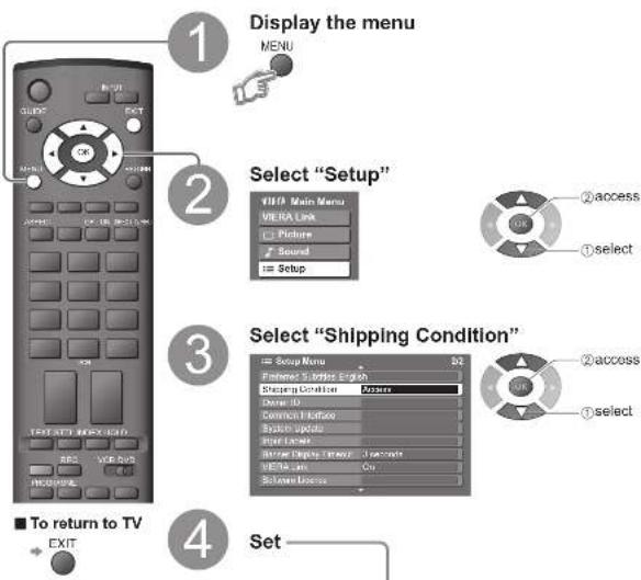 PANASONIC Viera TX-26LXD70 - Restore Settings - 1