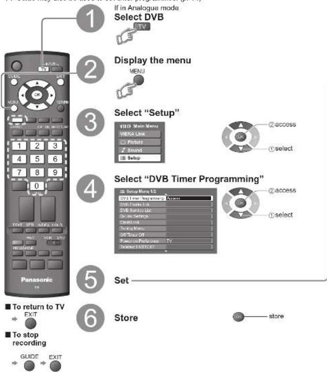 PANASONIC Viera TX-26LXD70 - Timer Programming from Menu - 1