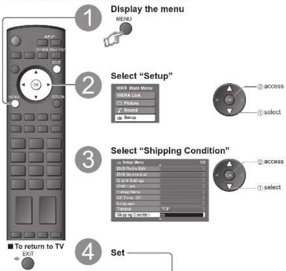 PANASONIC Viera TH-50PX71E - Restore Settings - 1