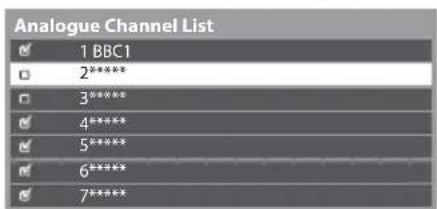 PANASONIC Viera TX-PF42S30 - Skip unwanted Analogue channels, Edit Analogue channels [Channel List] - 1