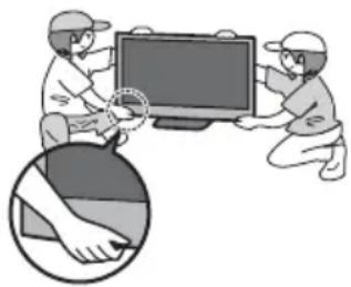 PANASONIC Viera TX-PF42S30 - The TV is heavy. Handle the TV by 2 or more people. Support as shown to avoid injury by the TV tipping or falling. - 1