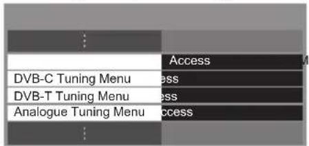 PANASONIC Viera TX-P50VT50J - Select [DVB-S Tuning Menu], [DVB-C Tuning Menu], [DVB-T Tuning Menu] or [Analogue Tuning Menu] - 1