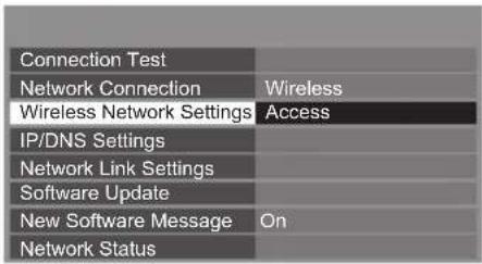 PANASONIC Viera TX-P50VT50J - Select [Wireless Network Settings] - 1