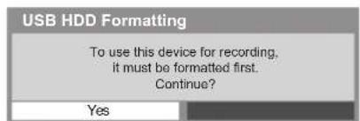 PANASONIC Viera TX-P50VT50J - Caution and confirmation of using USB HDD - 2