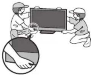 PANASONIC Viera TX-P50VT50J - The TV is heavy. Handle the TV by 2 or more people. Support as shown to avoid injury by the TV tipping or falling. - 1