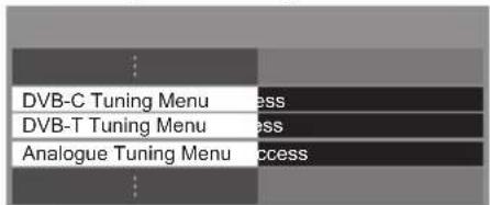 PANASONIC Viera TX-P50VT50J - Select [DVB-C Tuning Menu], [DVB-T Tuning Menu] or [Analogue Tuning Menu] - 1