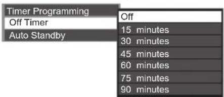 PANASONIC Viera TX-P50VT50J - Select [Off Timer] and set the time in 15-minute increments - 1