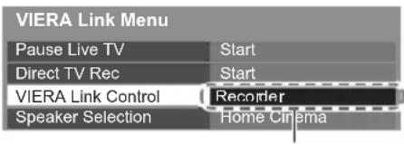 PANASONIC Viera TX-P50VT50J - Select the equipment to access - 1