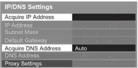 PANASONIC Viera TX-P50VT50J - ■ [Acquire IP Address] / [Acquire DNS Address] - 1