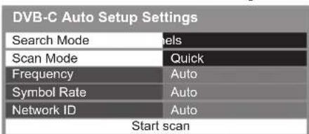 PANASONIC Viera TX-P50VT50J - Set the Auto Setup settings (DVB-C) - 1