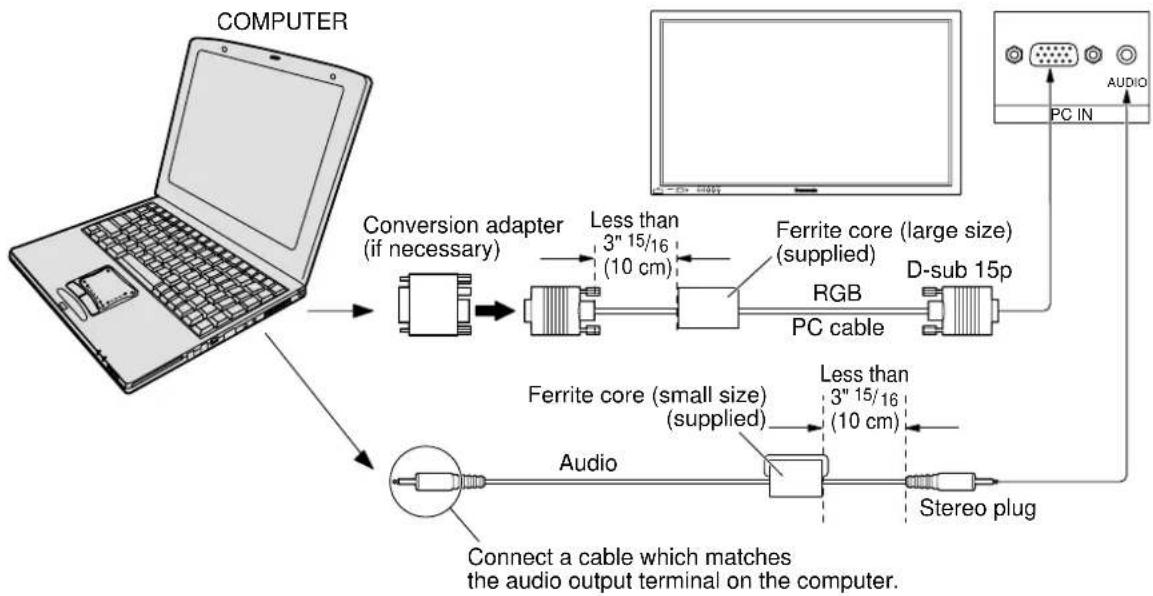 PANASONIC TH-42PWD6BX - PC Input Terminals connection - 1