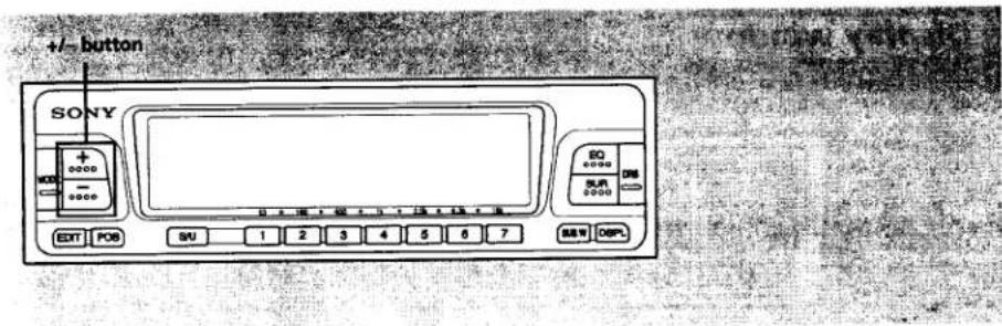 +/- button SONY +0000 - - - EO 0000 SR 0000 DIS EDIT POS SU 1 2 3 4 5 6 7 SBW DBPL