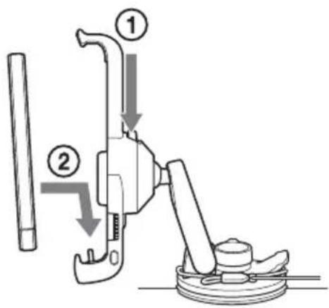 Technical diagram of a mechanical device with numbered components and directional arrows indicating assembly or motion.