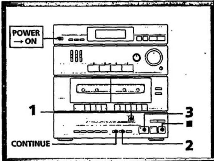 POWER → EIN 1 3 ■ 2 CONTINUE