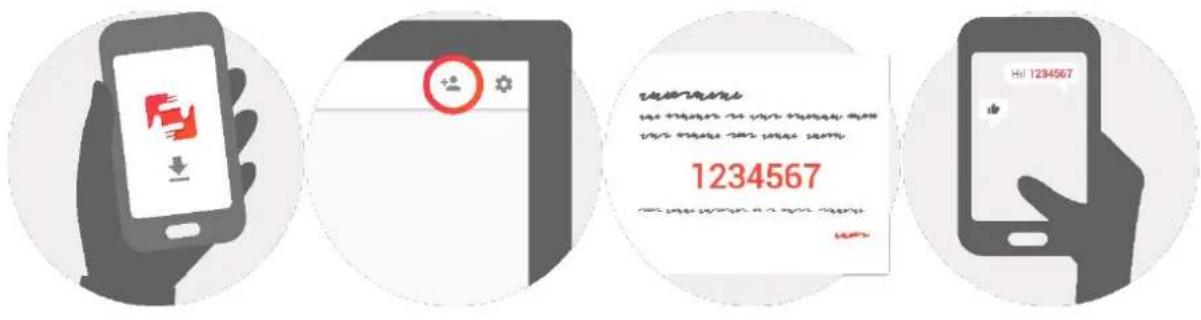 Illustration showing three smartphone screens with icons and a payment card displaying '1234567' and 'Hi 1234567'