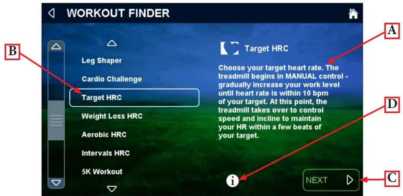 True Performance 800 - Selecting a Preset Workout: - 1