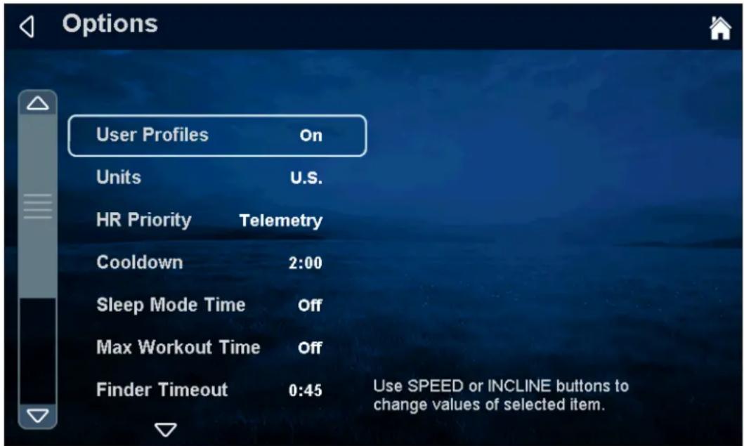 True Performance 800 - Options Menu: - 1