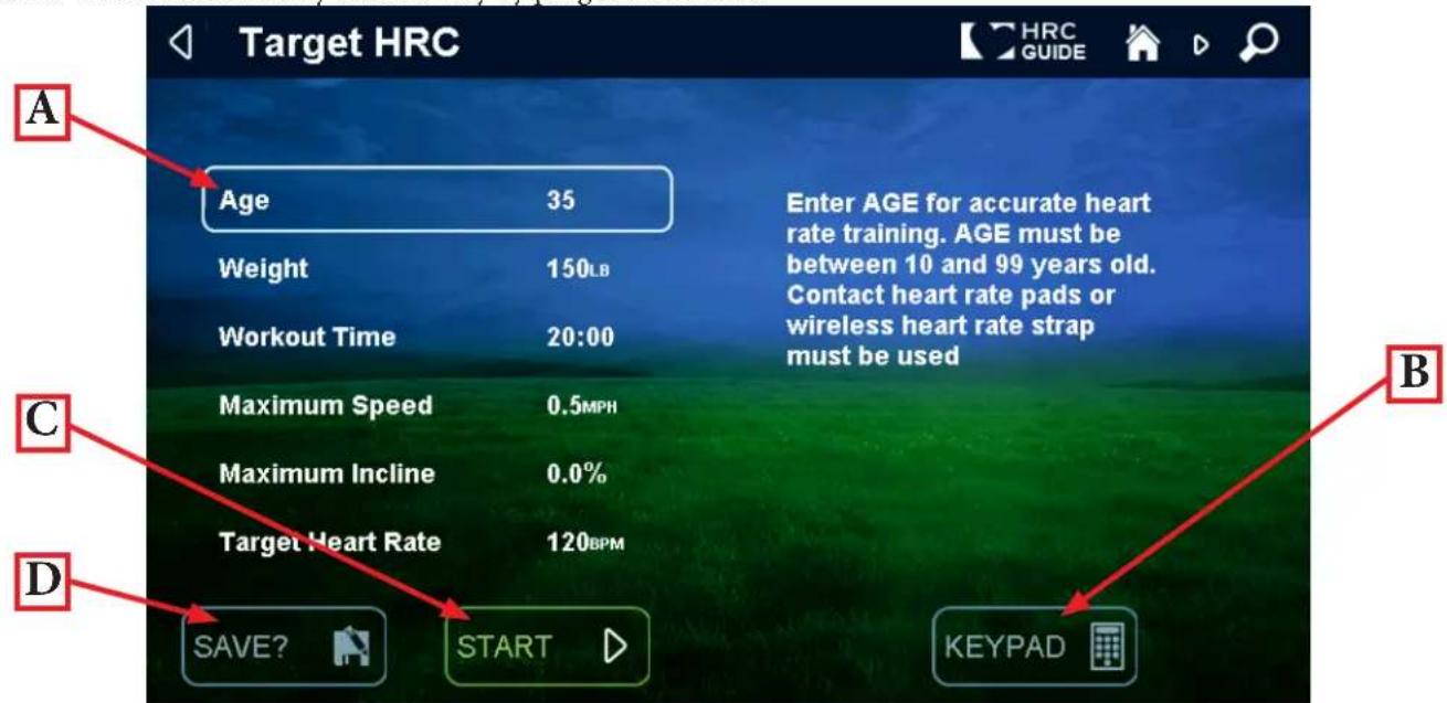True Performance 800 - Workout Data Entry Screens: - 1