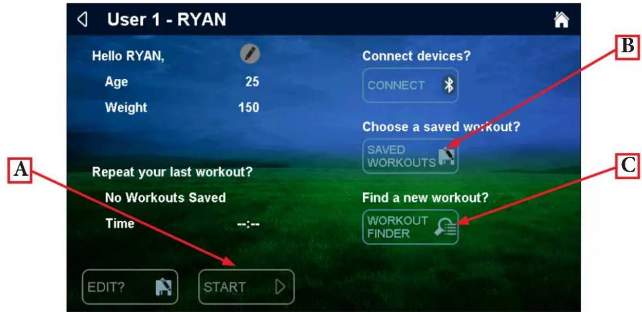 True Performance 800 - Beginning a Workout : - 1