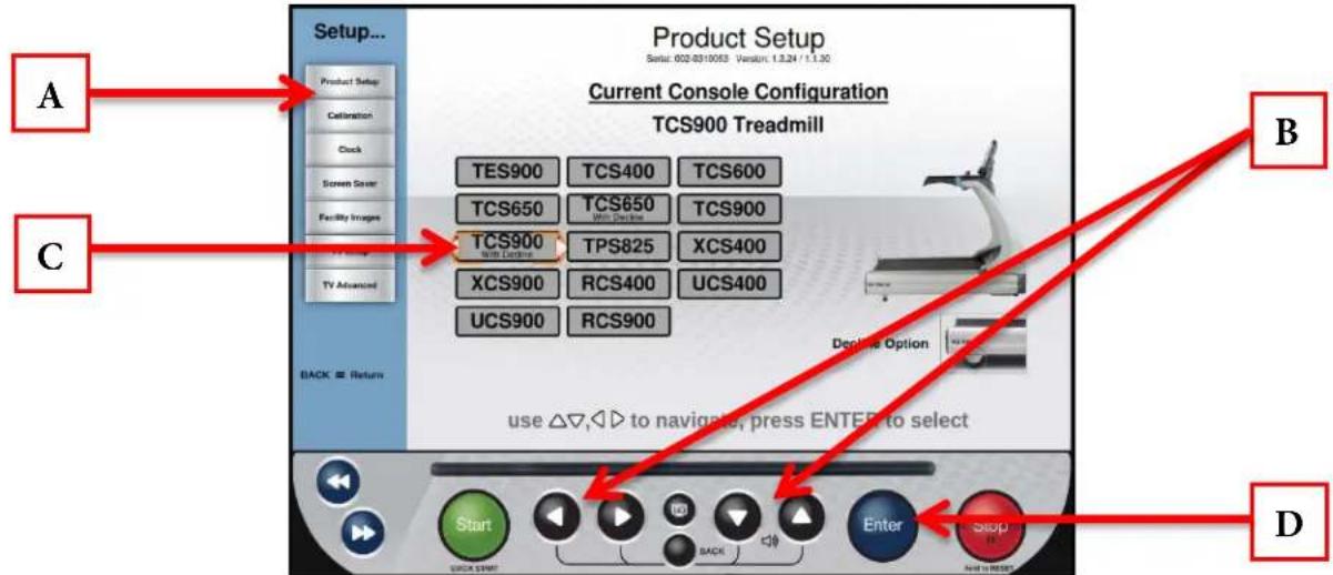 True Excel 900 T - Setup Menu - Product Setup: - 1