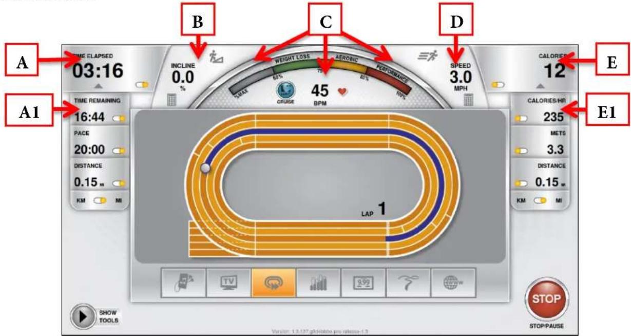 True Excel 900 T - Workout View Screens: - 1