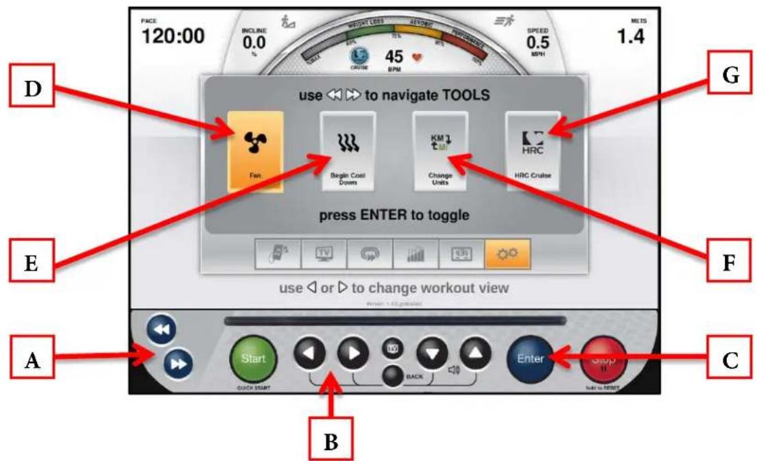 True Excel 900 T - Tools Screen Controls: - 1