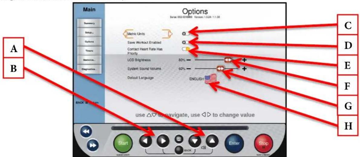 True Excel 900 T - Options Menu: - 1
