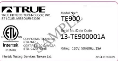 True Excel 900 T - TE900 TREADMILL SERIAL NUMBERS: - 2