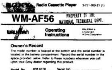 SONY Walkman WM-AF56 - Specifications - 2