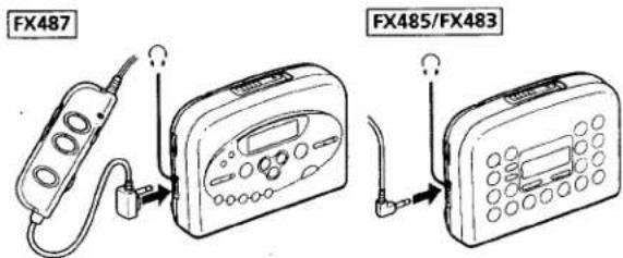 SONY Walkman WM-FX485 - Connecting the Headphones/Earphones - 1