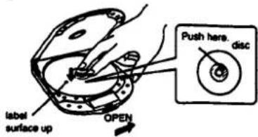 label surface up OPEN Push here, disc