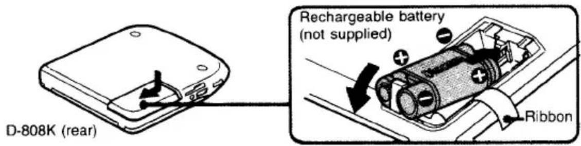 D-808K (rear) Rechargeable battery (not supplied) Ribbon
