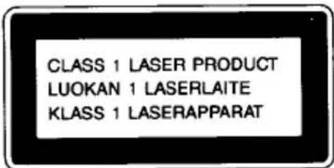 CLASS 1 LASER PRODUCT LUOKAN 1 LASERLAITE KLASS 1 LASERAPPARAT