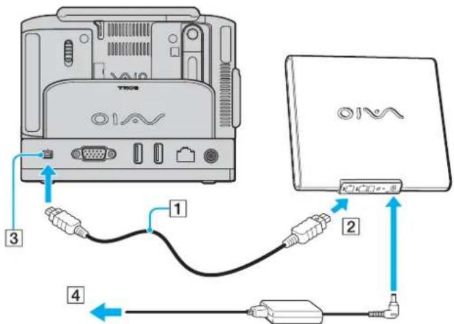 SONY Vaio VGN-UX380N - To connect an optical disc drive - 1